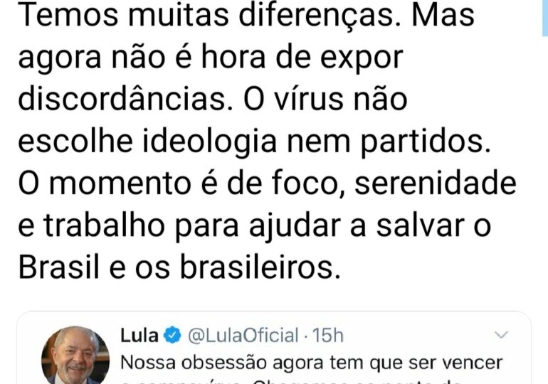 Lula elogia Doria pelo combate ao Covid e irrita clã Bolsonaro