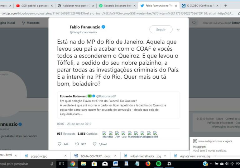Pannunzio dá invertida em Eduardo Bolsonaro: "Seu pai acabou com o Coaf, interviu na PF e vocês esconderam o Queiroz"