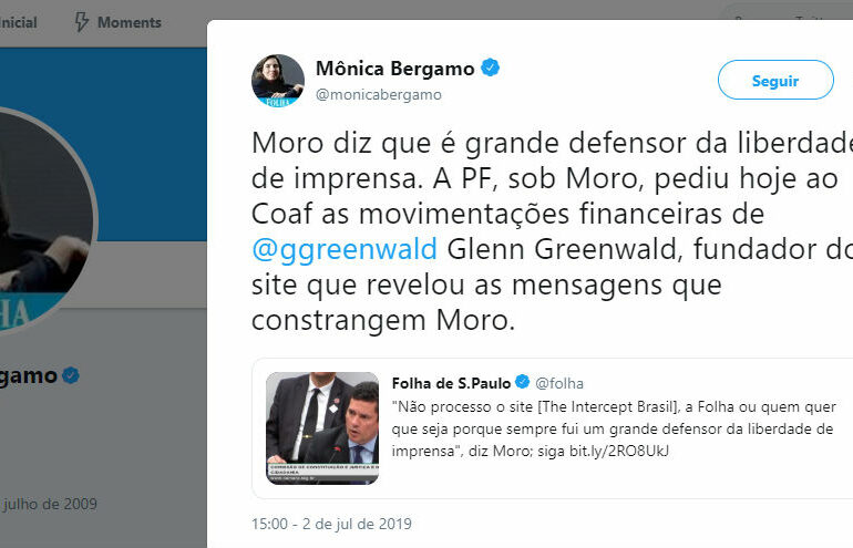 Jornalistas reagem contra ameaças de Moro à liberdade de imprensa