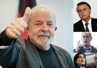 Ipec: Lula, 44%, Bolsonaro, 32%, Ciro, 6%, Tebet, 2%